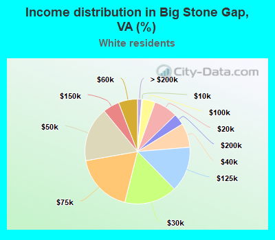 Income distribution in Big Stone Gap, VA (%)