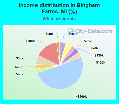 Income distribution in Bingham Farms, MI (%)