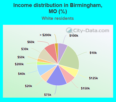 Income distribution in Birmingham, MO (%)