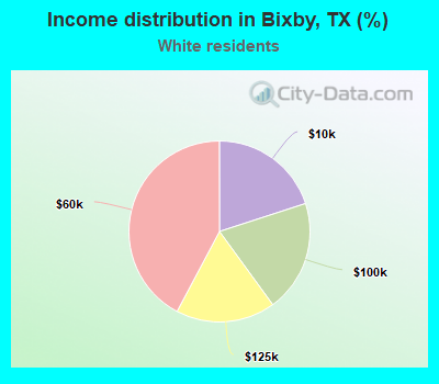 Income distribution in Bixby, TX (%)