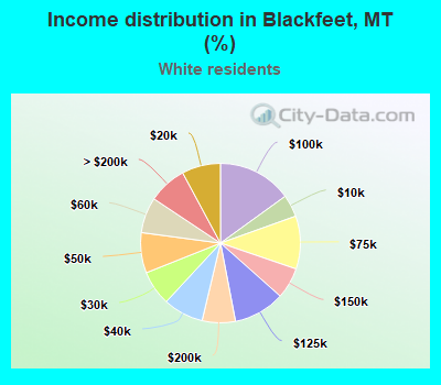 Income distribution in Blackfeet, MT (%)