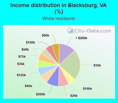 Income distribution in Blacksburg, VA (%)