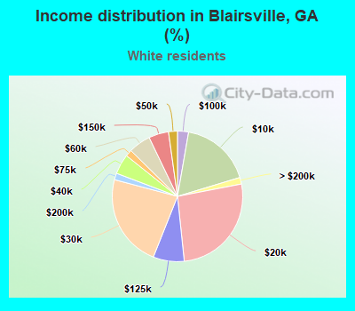 Income distribution in Blairsville, GA (%)