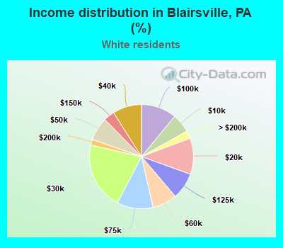Income distribution in Blairsville, PA (%)