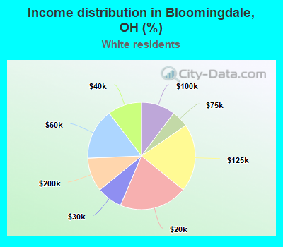 Income distribution in Bloomingdale, OH (%)