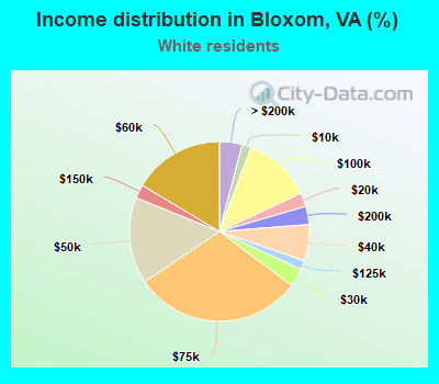 Income distribution in Bloxom, VA (%)