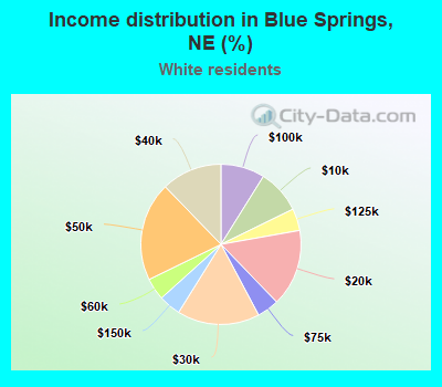 Income distribution in Blue Springs, NE (%)