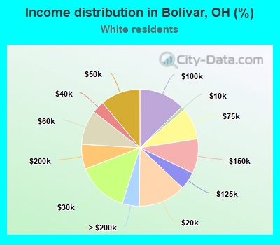 Income distribution in Bolivar, OH (%)