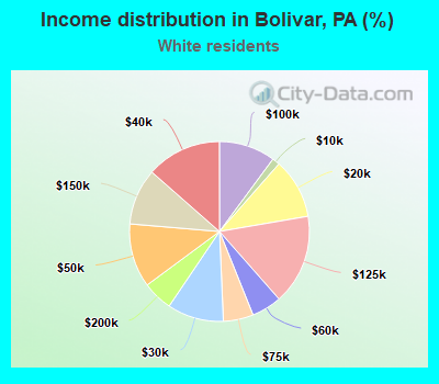 Income distribution in Bolivar, PA (%)