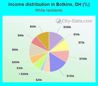 Income distribution in Botkins, OH (%)