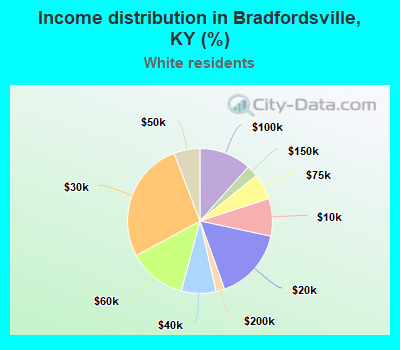 Income distribution in Bradfordsville, KY (%)