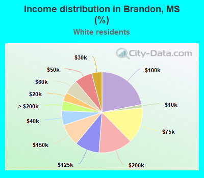 Income distribution in Brandon, MS (%)