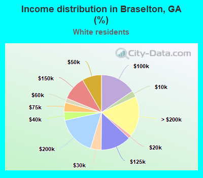 Income distribution in Braselton, GA (%)