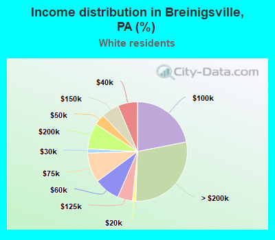 Income distribution in Breinigsville, PA (%)