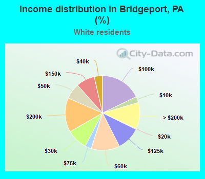 Income distribution in Bridgeport, PA (%)