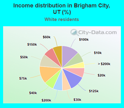 Income distribution in Brigham City, UT (%)