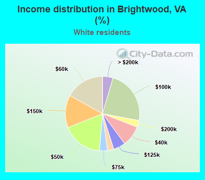 Income distribution in Brightwood, VA (%)