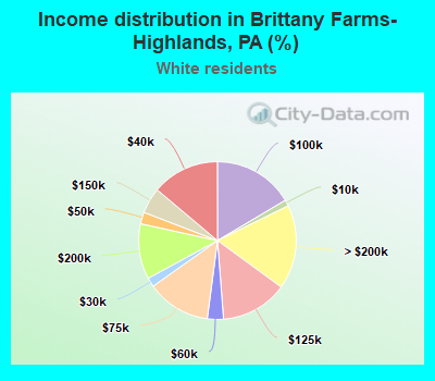 Income distribution in Brittany Farms-Highlands, PA (%)