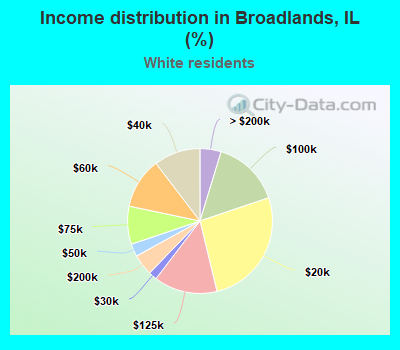 Income distribution in Broadlands, IL (%)