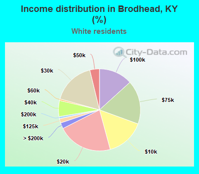 Income distribution in Brodhead, KY (%)
