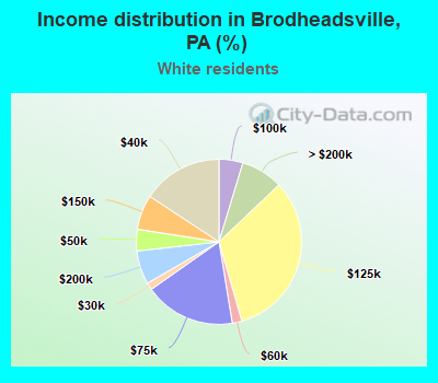 Income distribution in Brodheadsville, PA (%)