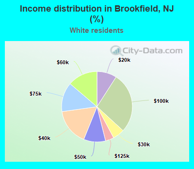 Income distribution in Brookfield, NJ (%)