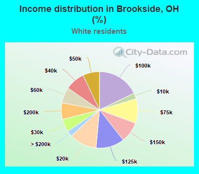 Income distribution in Brookside, OH (%)