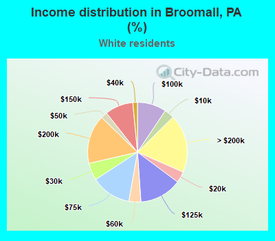 Income distribution in Broomall, PA (%)