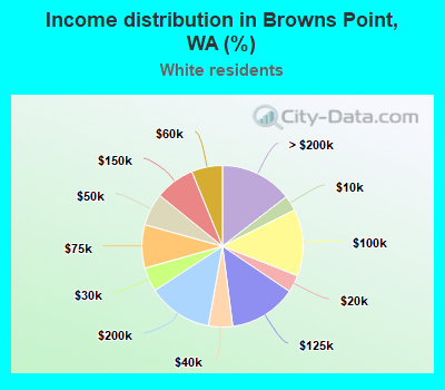 Income distribution in Browns Point, WA (%)