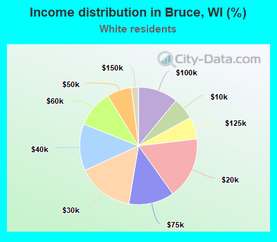 Income distribution in Bruce, WI (%)