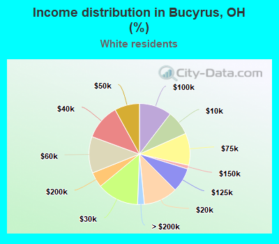 Income distribution in Bucyrus, OH (%)