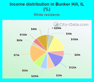 Income distribution in Bunker Hill, IL (%)