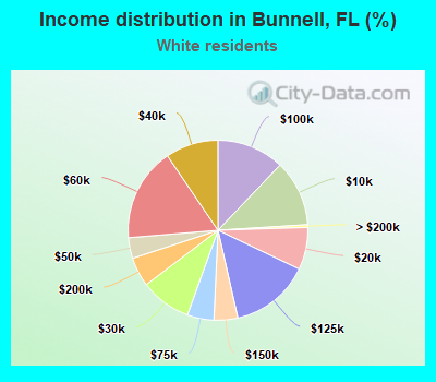 Income distribution in Bunnell, FL (%)