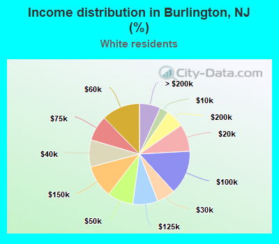 Income distribution in Burlington, NJ (%)