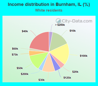 Income distribution in Burnham, IL (%)