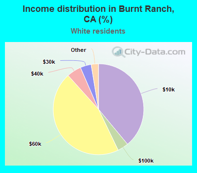 Income distribution in Burnt Ranch, CA (%)