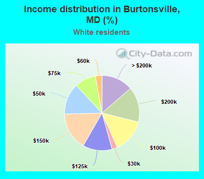 Income distribution in Burtonsville, MD (%)