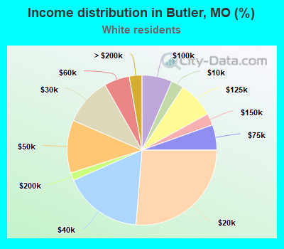 Income distribution in Butler, MO (%)