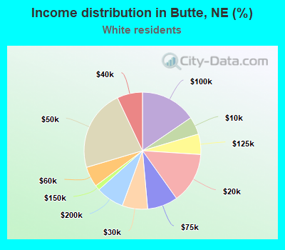 Income distribution in Butte, NE (%)
