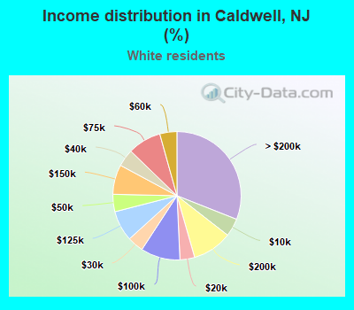 Income distribution in Caldwell, NJ (%)