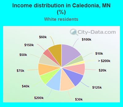 Income distribution in Caledonia, MN (%)