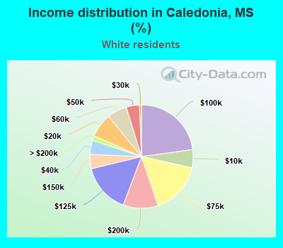 Income distribution in Caledonia, MS (%)