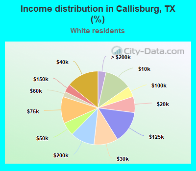 Income distribution in Callisburg, TX (%)