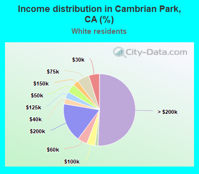 Income distribution in Cambrian Park, CA (%)