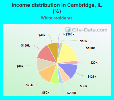 Income distribution in Cambridge, IL (%)