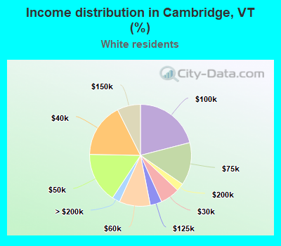 Income distribution in Cambridge, VT (%)