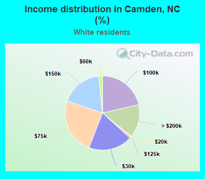 Income distribution in Camden, NC (%)