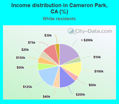 Income distribution in Cameron Park, CA (%)