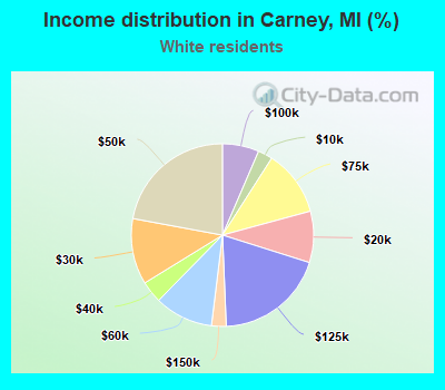 Income distribution in Carney, MI (%)