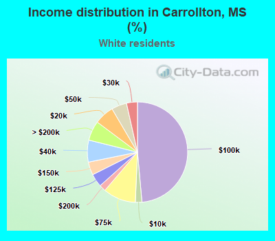 Income distribution in Carrollton, MS (%)